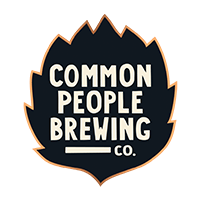 Logo with text 'Common People Brewing Co.' inside a stylized hop leaf.