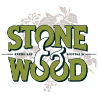Stone & Wood logo with leaf background and text 'Byron Bay, Australia'.